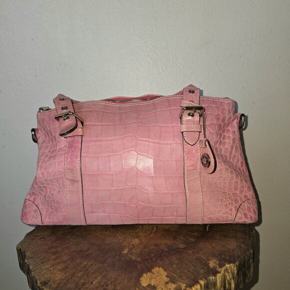 Dooney & Bourke Pink Croc Embossed Leather Satchel Nile Collection Vintage - Picture 3 of 16